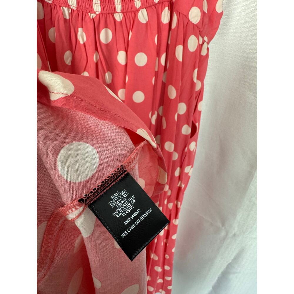 Torrid Midi Challis Sweetheart Dress Pink Polka Dot Size 1 - Picture 10 of 11